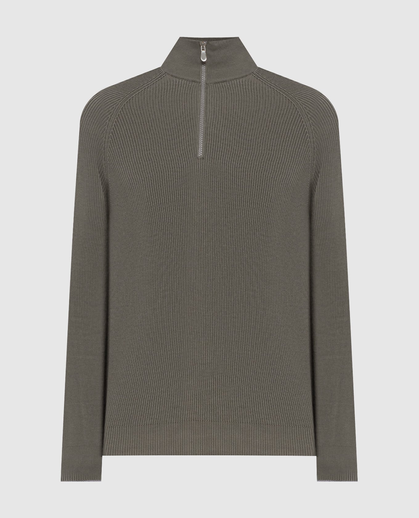 Джемпер цвета хаки с молнией