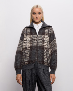 Brunello Cucinelli Серый кардиган с шерстью в клеточку MMT571726