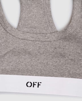 Off-White Сірий топ у візерунок логотипа OWUB003F25JER001