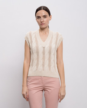 Peserico Бежевий жилет у візерунок з паєтками A99049F0709110