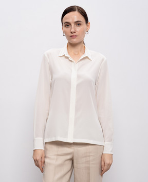 Peserico Біла блуза із шовку з ланцюжком моніль A0688207325