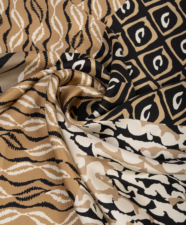 Max Mara Бежевый платок CARRE из шелка в брендовый принт MXACARRE90W1 изображение 3