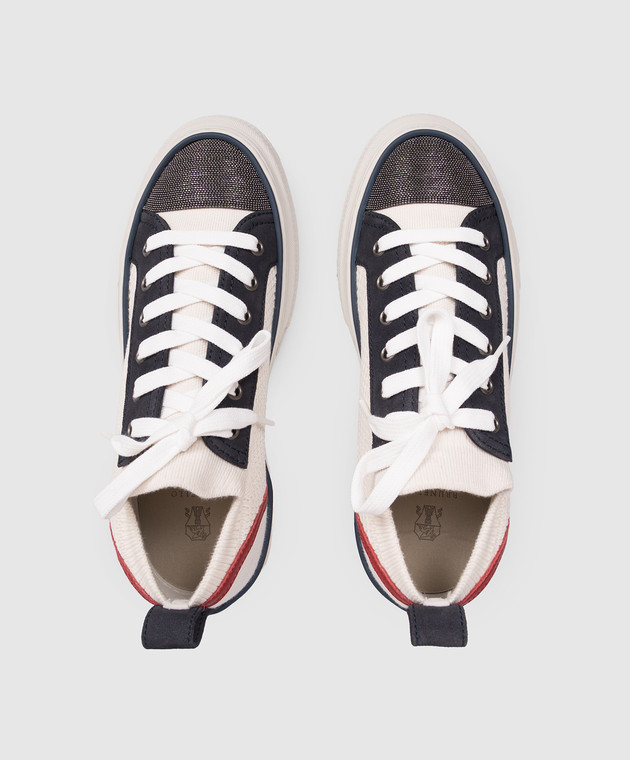 Brunello Cucinelli Білі кеди з ланцюжком моніль MZ35G3223 зображення 4