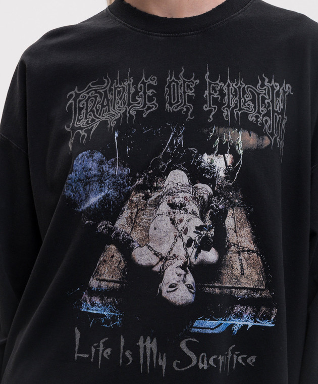 Vetements Чорний лонгслів з принтом MH27LS206B зображення 5