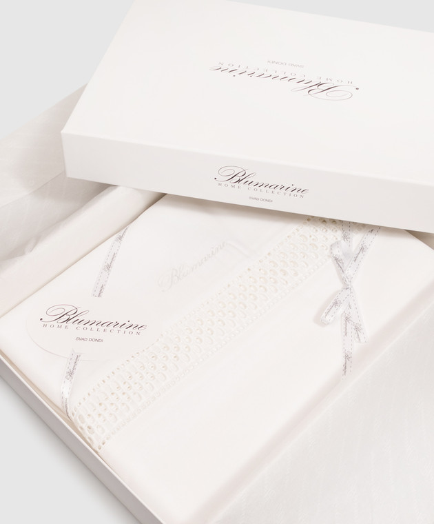 Blumarine Home Белая скатерть Porcellana с вышивкой бродери W0000250026 изображение 2