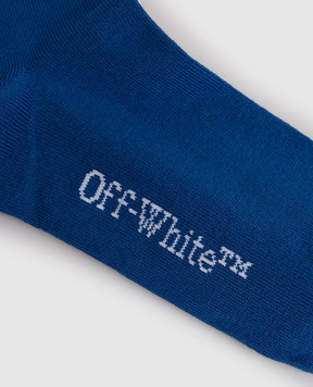 Off-White Дитячі сині шкарпетки з візерунком емблеми OBRA004C99KNI001