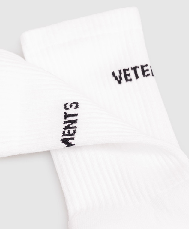 Vetements Білі шкарпетки з візерунком логотипа UH27S0300W зображення 2