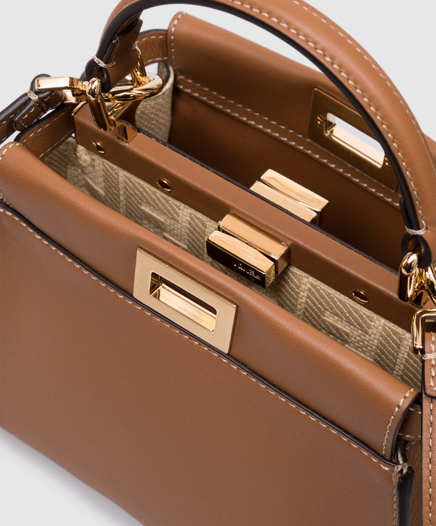 Fendi Коричнева шкіряна сумка Peekaboo Mini 8BN244AWQ8 зображення 4