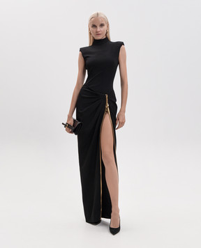 Balmain Чорна сукня з блискавкою FF0RP900JL05