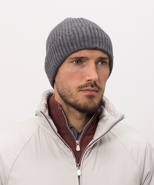 Brunello Cucinelli Темно-серая шапка из кашемира M2293900 изображение 2