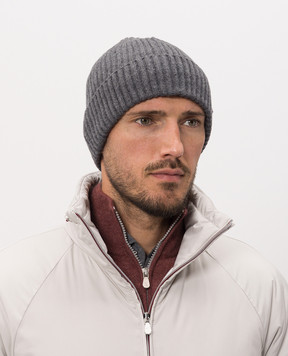 Brunello Cucinelli Темно-серая шапка из кашемира M2293900