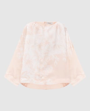 Agnona Бежева блузі із шовку в квітковий принт TT1106YS4068