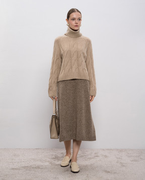 Allude Бежевий светр з кашеміру та шовку у візерунок 25577003