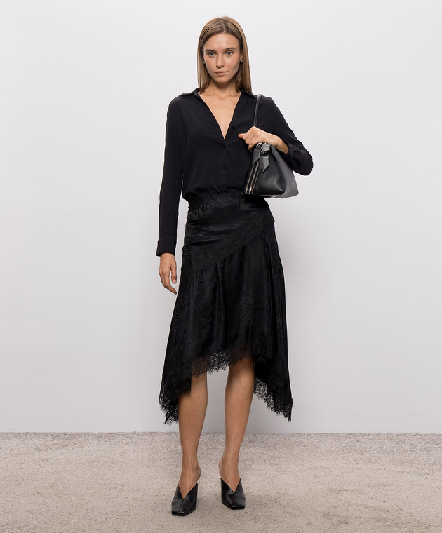 3.1 Phillip Lim Черная юбка с шелком в принт F26136282FAS изображение 2