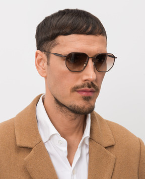 Brunello Cucinelli Коричневые солнцезащитные очки Sartorial Sunset из титана MOCMULTV35