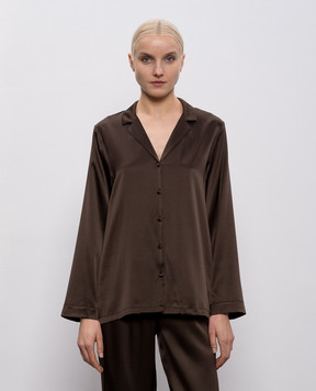 Dore & Rose Коричнева піжамна сорочка із шовку PREMIUMSILKPJTOP