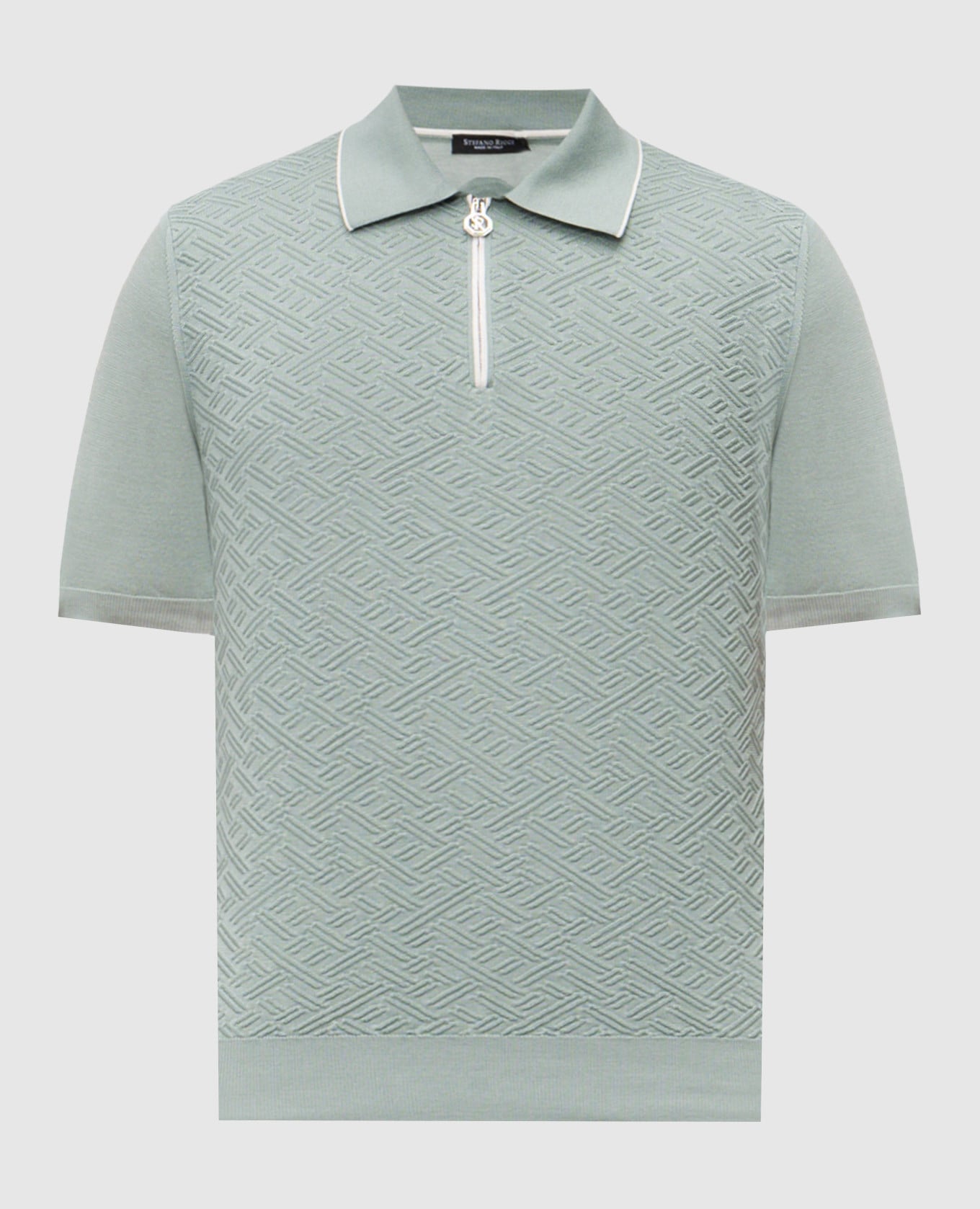 Зеленое поло из шелка в узор