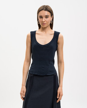 Marc Le Bihan Синяя майка в рубчик 2841