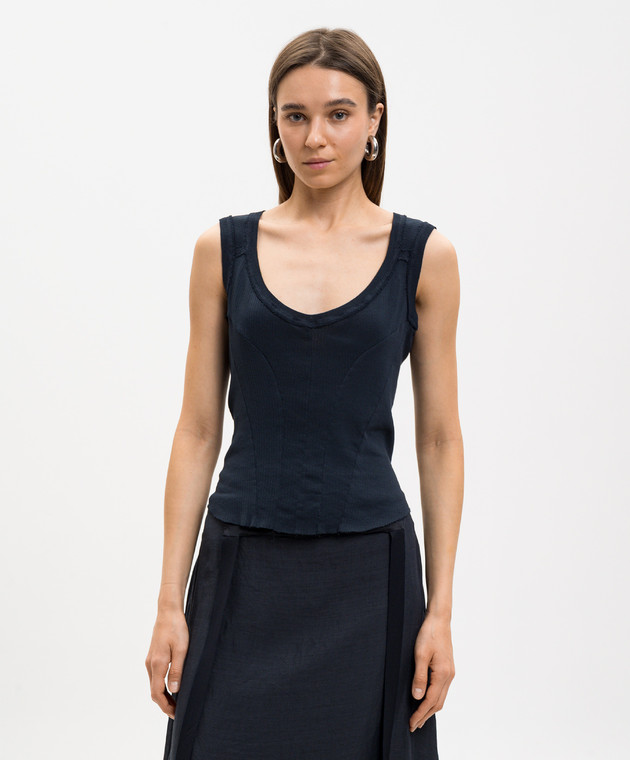 Marc Le Bihan Синяя майка в рубчик 2841 изображение 2