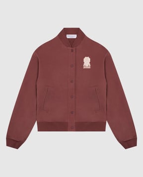 Brunello Cucinelli Детский бордовый бомбер с вышивкой BN05NE881C