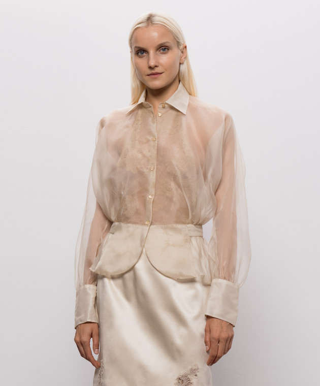 Ermanno Scervino Бежевая блуза из шелка D492K700APORG изображение 3