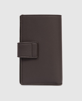 Brunello Cucinelli Коричневый кожаный портмоне с тиснением эмблемы MWZNBU439