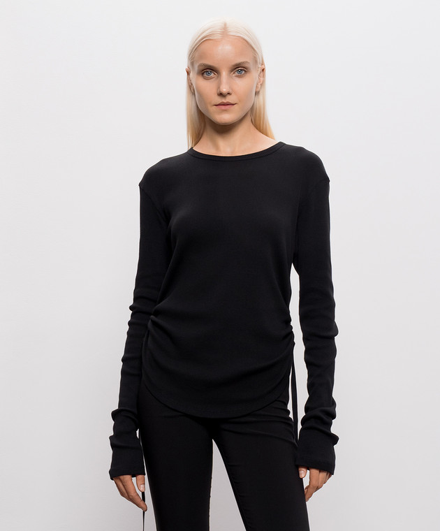 Ann Demeulemeester Черный лонгслив в рубчик B0014242FA659 изображение 3