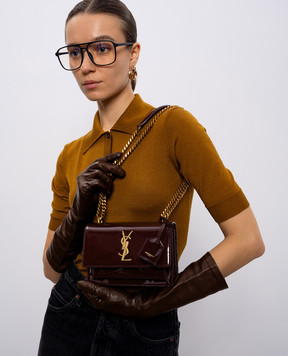 Saint Laurent Бордова шкіряна лакована сумка Sunset 441972B870W