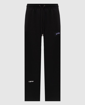 Off-White Чорні спортивні штани з брендовим принтом 44MCH05AF26F004