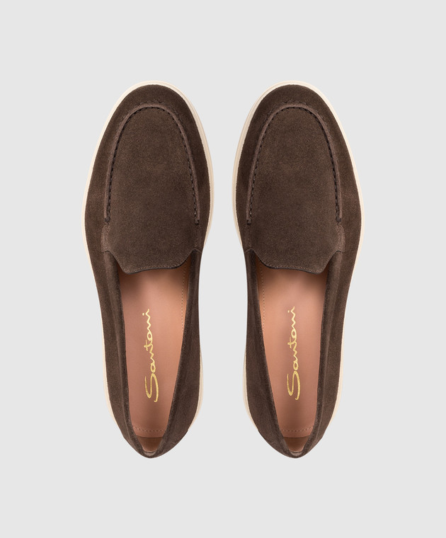 Santoni Коричневі замшеві лофери WUYA58856TISNPYL зображення 4