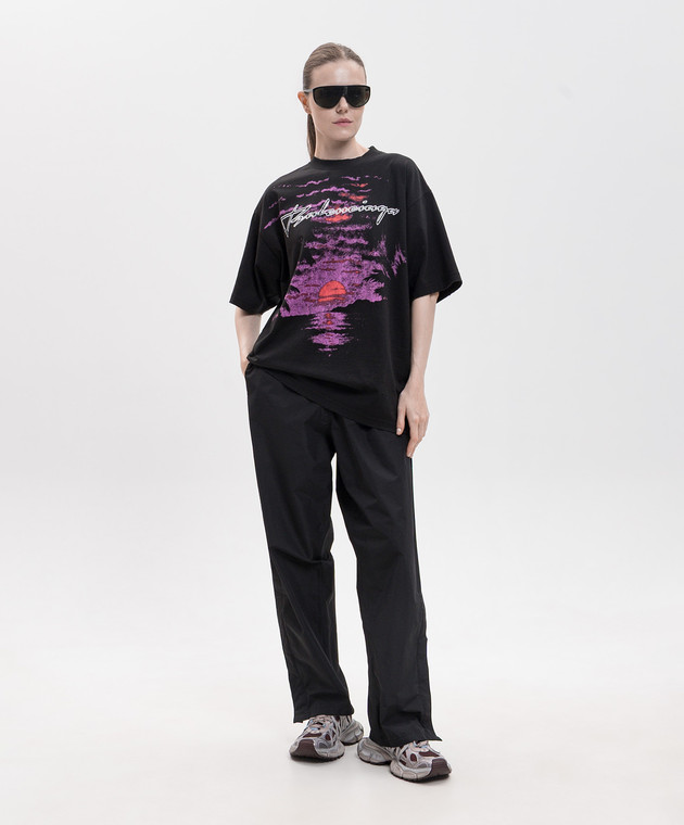 Balenciaga Футболка черная с принтом логотипа A00497TUVO9 изображение 2