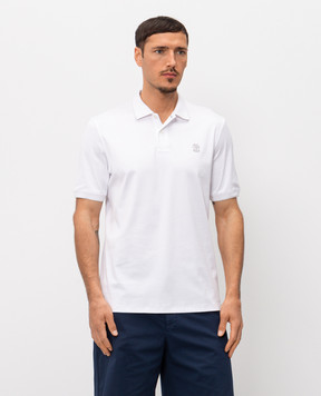 Brunello Cucinelli Біле поло з вишивкою емблеми M0B139779G