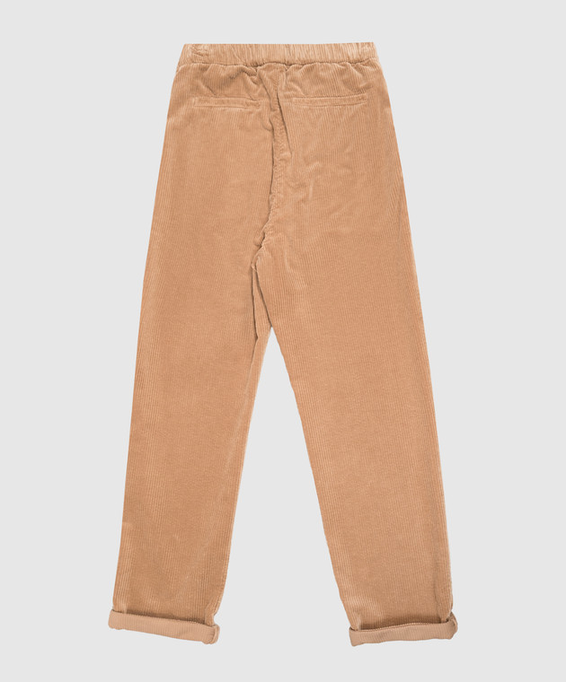 Brunello Cucinelli Детские коричневые вельветовые брюки с отворотами B280NP113B изображение 2