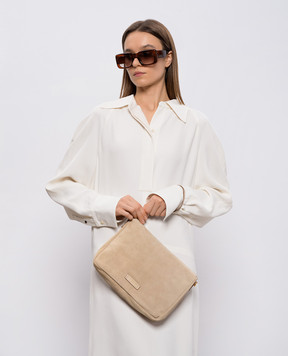 Gianni Chiarini Бежевая замшевая сумка кросс-боди Nora с логотипом BS10225CMPL