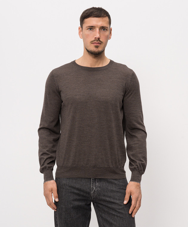 Brunello Cucinelli Джемпер коричневого кольору з вовни та кашеміру M2400100 зображення 3