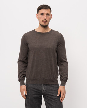 Brunello Cucinelli Джемпер коричневого цвета из шерсти и кашемира M2400100