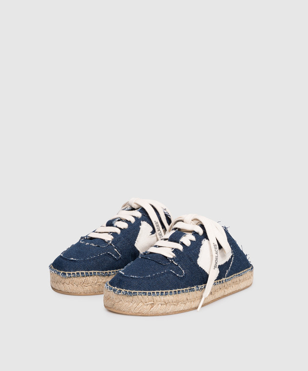Off-White Синие кроссовки-мюли с нашивкой эмблемы OWIB019S26DEN001 изображение 2