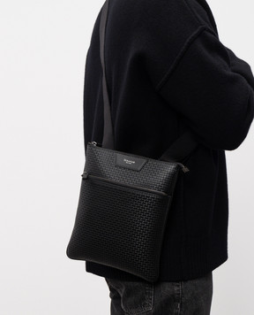 Serapian Чорна шкіряна сумка з тисненням монограми SRSTSMML679423CCG2