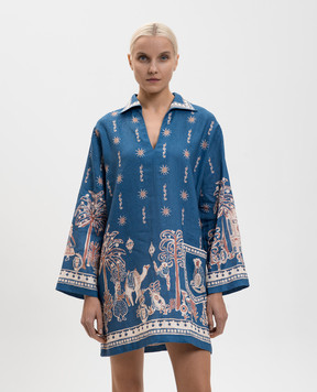 Alemais Синее платье мини Acacia из льна 6202D