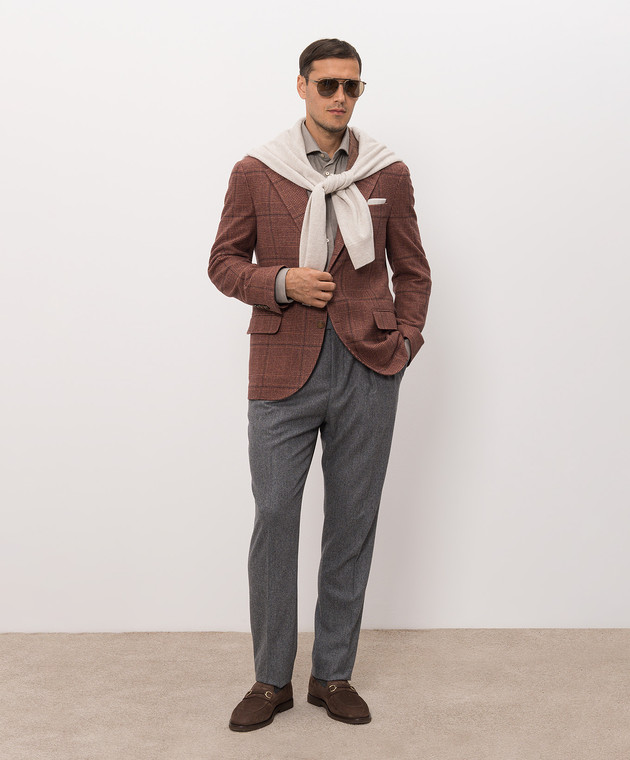 Brunello Cucinelli Серая рубашка в узор MY6370627 изображение 2