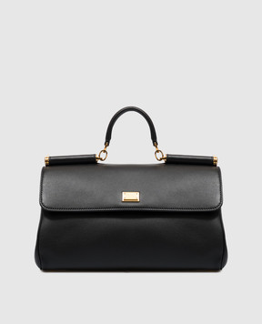 Dolce&Gabbana Черная кожаная сумка-сетчел My Sicily BB7782B7321