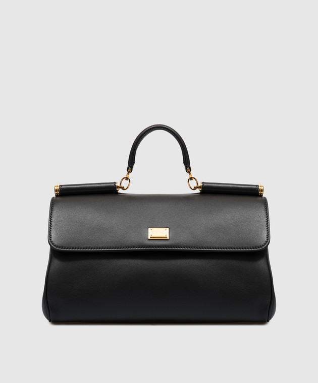 Dolce&Gabbana Черная кожаная сумка-сетчел My Sicily BB7782B7321