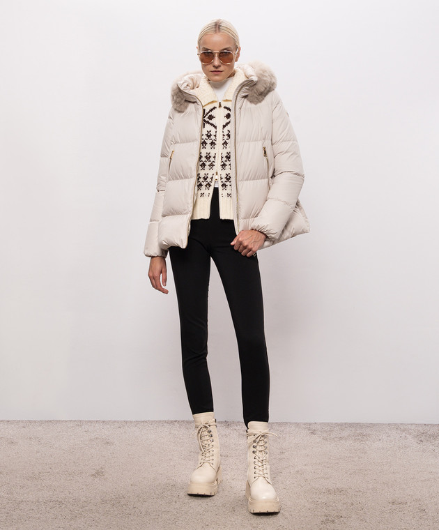 Moncler Бежевий пуховик Laichefur з хутром L20931A0016454AQE зображення 2