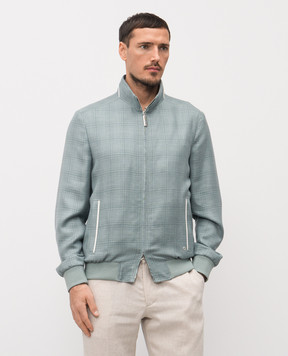 Stefano Ricci Зеленая куртка из кашемира, шелка и льна в клетку MZJ6100020C169HA