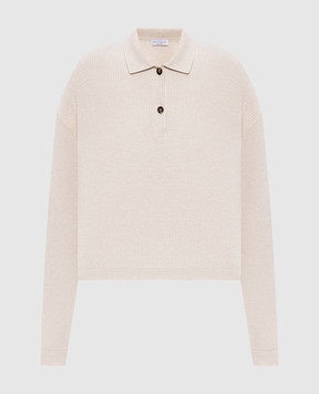 Brunello Cucinelli Бежевий светр з бавовни з ланцюжком моніль M19194705