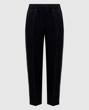 Peserico Черные брюки с леном с цепочкой A0407206668