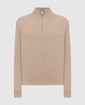 Brunello Cucinelli Бежевый свитер из кашемира с молнией M2200124