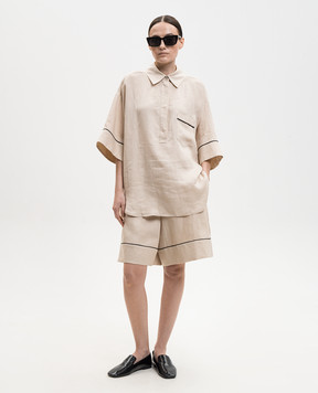 Agnona Бежеві бермуди з льону T81102YU3034