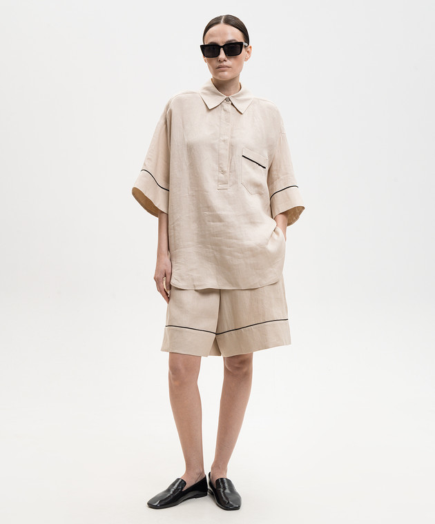 Agnona Бежеві бермуди з льону T81102YU3034 зображення 2