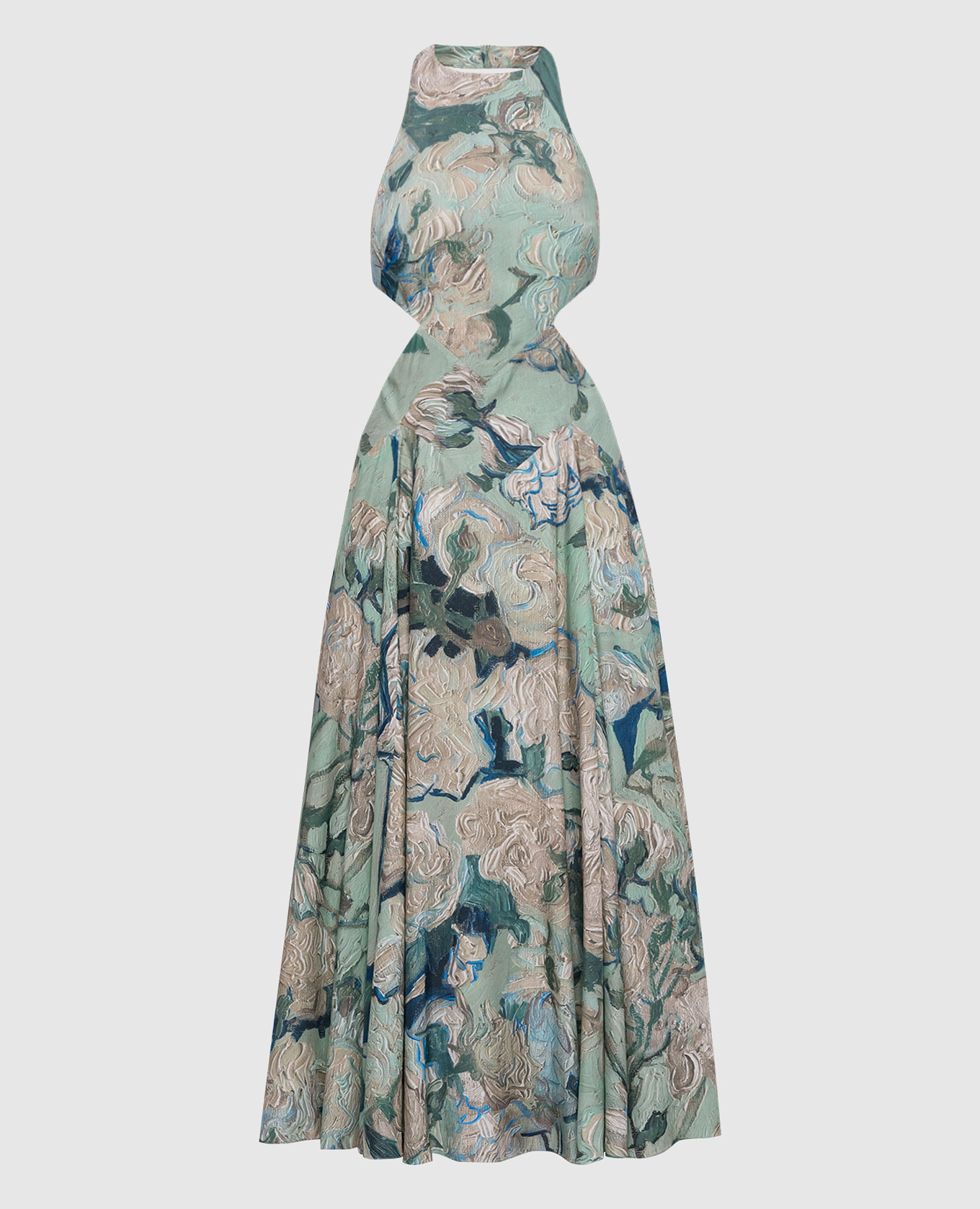 

Зеленое платье в принт с открытой спиной, Зеленый, Повседневные платья